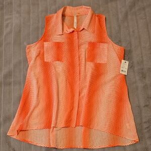 NEW & BEAUTIFUL NY Collection Sleeveless Buttondown Blouse Size Large